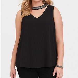 Torrid Black Embellished Choker Neck Top NWT